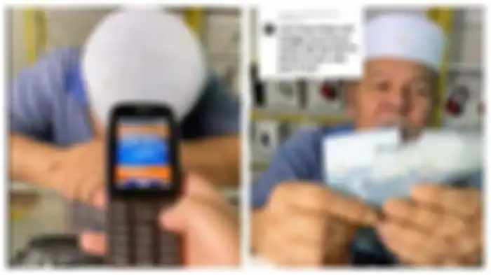 Bapak tua menjual HPnya demi membeli beras