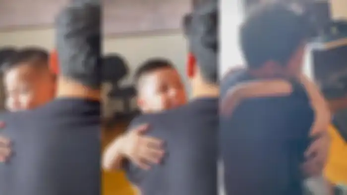Umar saat berpelukan dengan Ariel Noha 