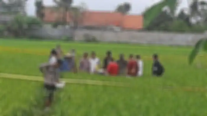 Suasana di areal persawahan Jalan Tawes, Desa Menganti, Kecamatan Kesugihan, Kabupaten Cilacap yang menjadi lokasi ditemukannya mayat perempuan tanpa busana oleh petani setempat, Jumat (23/6/2023) pagi. 
