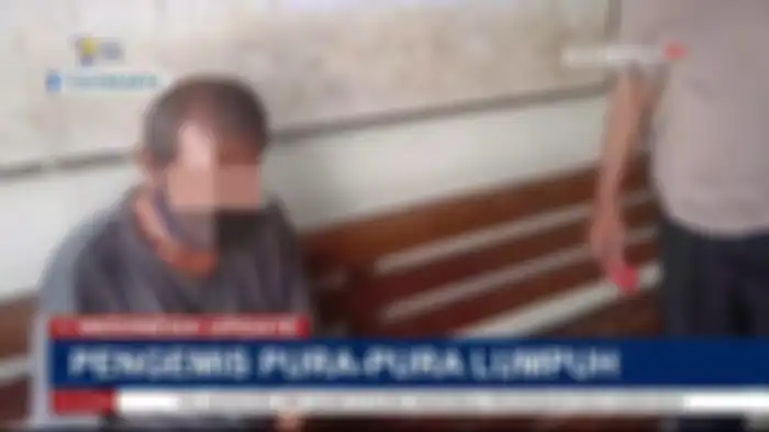 Pengemis Pura-pura Lumpuh di Jogja saat berada di kantor polisi. 