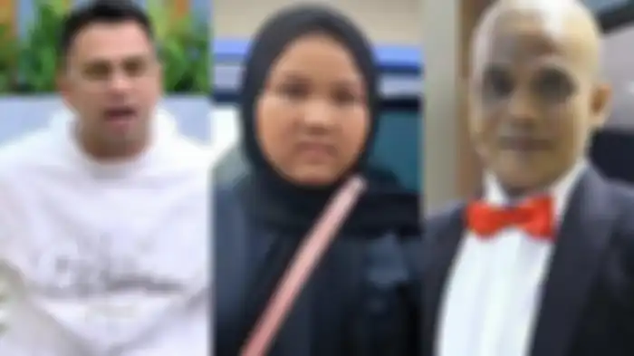 Raffi Ahmad (kiri), Shelyn (tengah) anak Sapri Pantun (kanan)  
