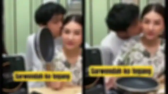 Viral di media sosial video aksi Betrand Peto cium Sarwendah dari belakang. 
