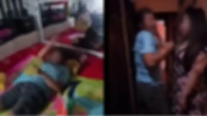Istri sah labrak suami yang sedang seranjang dengan wanita diduga PSK.