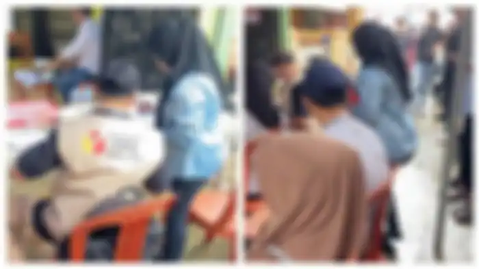 Tangkapan layar video mahasiswi datangi TPS bukan untuk nyoblos tapi bimbingan skripsi.