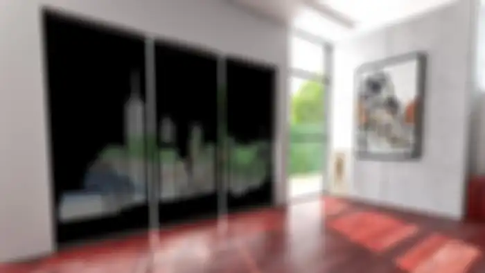 Tirai yang menampakan pemandangan perkotaan