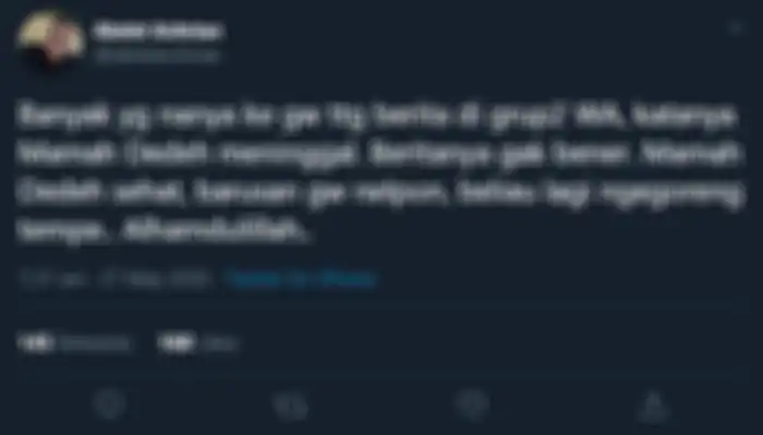 Kata Abdel Achrian soal berita meninggalnya Mamah Dedeh