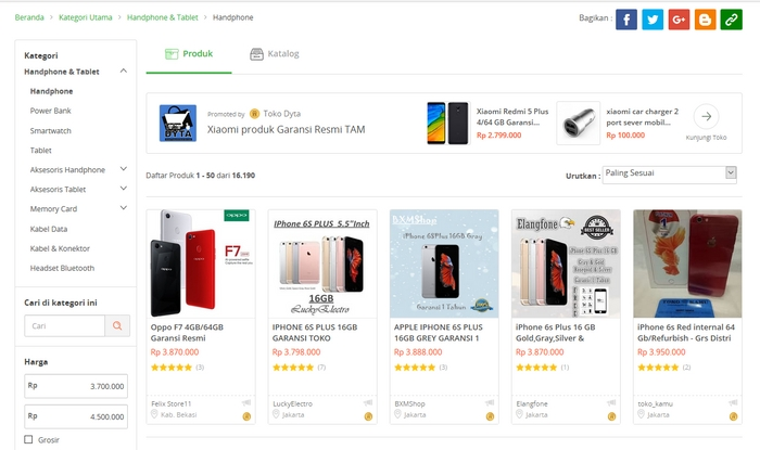 ilustrasi belanja hp di website Tokopedia