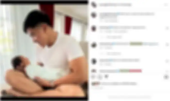 Kahiyang Ayu unggah foto Kaesang Pangarep gendong bayinya.