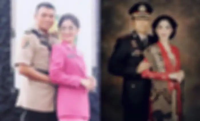 Potret Uut Permatasari dan suaminya yang berprofesi sebagai polisi.