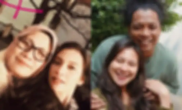 Indah Permatasari dan Nursyah (kiri), Arie Kriting dan Indah Permatasari (kanan).
