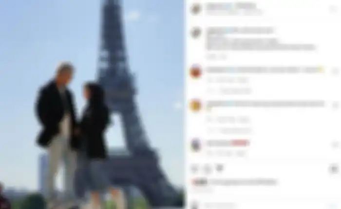 Unggahan Rizky Billar saat berada di Paris bersama Lesti Kejora. 