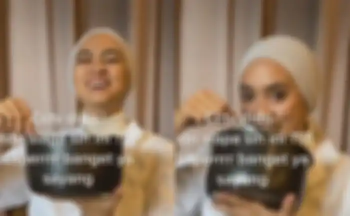 Ayudia kepergok makan pakai panci sebagai wadahnya
