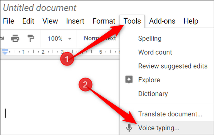 Google Voice Typing di Google Docs