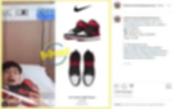 Sepatu branded yang dihadiahkan Jordi Onsu ke Betrand Peto setelah disunat