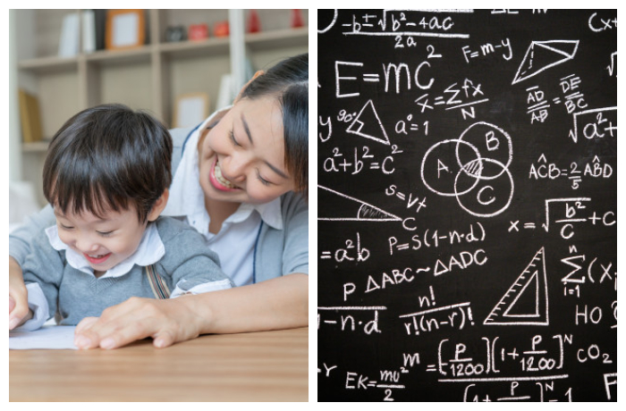  Ilustrasi ibu ajari anak matematika.