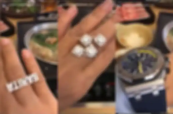 Cincin berlian yang  dipamerkan Sarita Abdul Mukti. 