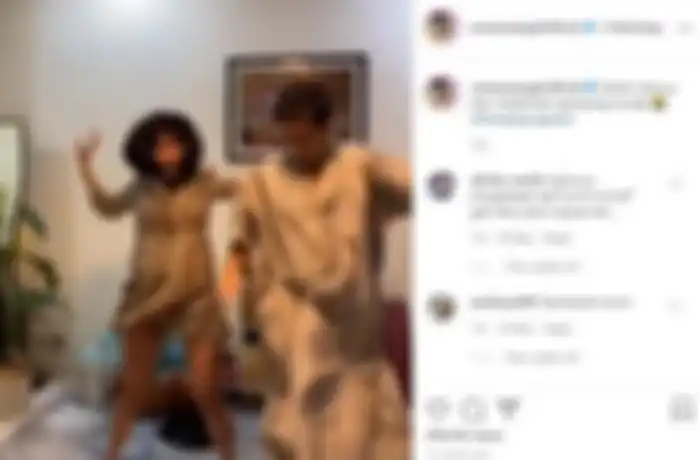 Vanessa Angel saat asyik loncat-loncat sambil goyang Tik Tok bareng suaminya