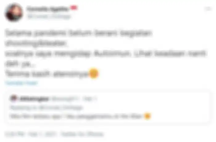 Postingan Cornelia Agatha di twitternya