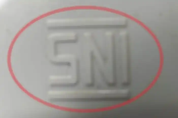 Logo SNI bukan stiker harus timbul atau diembos 