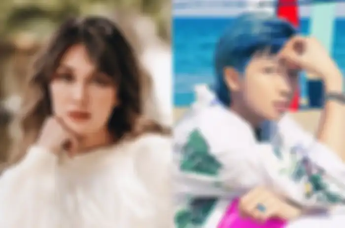 Kolase foto Luna Maya dan RM BTS 