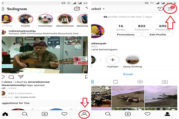 Klik profil kemudan setting