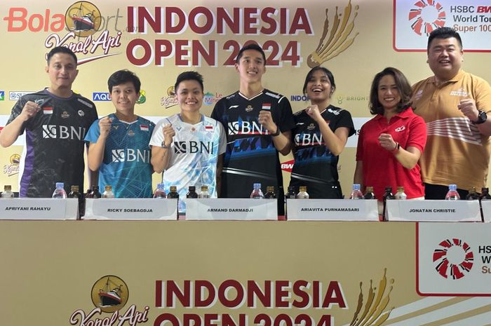 Konferensi Pers Indonesia Open 2024, yang diselenggarakan di Istora Senayan, Jakarta, Senin (3/6/2024).