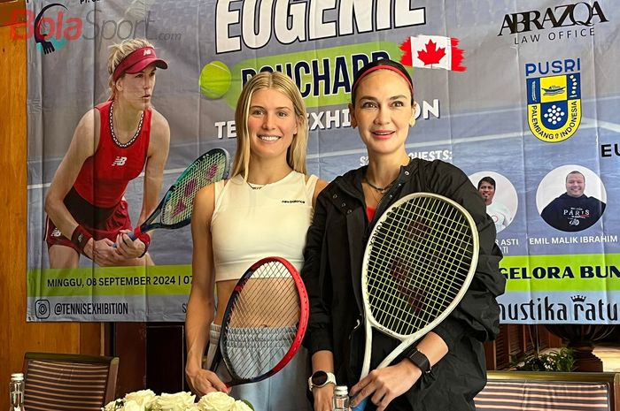 (Ki-ka) Atlet Tenis, Eugenie Bouchard Konferensi Pers Eugenie Bouchard The Exhibition, yang diselenggarakan di Darmawangsa, Jakarta, Sabtu (7/9/2024).