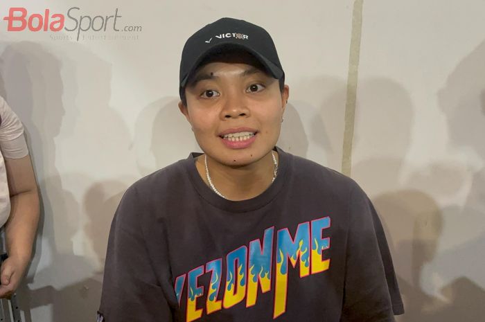 Atlet Ganda Putri Bulu Tangkis Indonesia, Apriyani Rahayu, yang ditemui saat simulasi Sudirman Cup 2025 di Pelatnas PBSI, Cipayung, Jakarta Timur, Senin (21/4/2025).