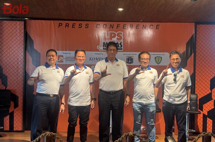 Konferensi pers LPS Monas Half Marathon yang diselenggarakan di Senayan, Jakarta, Jumat (13/6/2025).