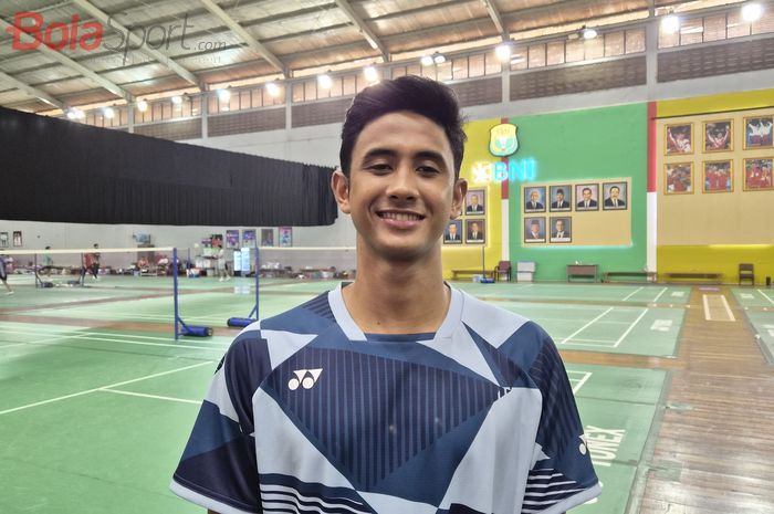 Atlet tunggal putra bulu tangkis Indonesia, Alwi Farhan, saat ditemui di Pelatnas PBSI, Cipayung, Jakarta Timur, Rabu (6/8/2025).