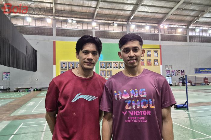 Atlet ganda putra bulu tangkis Indonesia, M. Rian Ardianto dan Yeremia Rambitan saat ditemui di Pelatnas PBSI, Cipayung, Jakarta Timur, Rabu (6/8/2025).