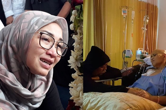 Putri kedua Indrio Warkop Satya Paramita Hada Dwinita tidak bisa menahan air mata saat menyaksikan p