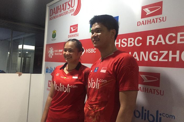 Pasangan ganda campuran Indonesia, Praveen Jordan/Melati Daeva Oktavianti, pada babak pertama Indonesia Masters 2019 di Istora Senayan, Jakarta, Selasa (22/1/2019). 