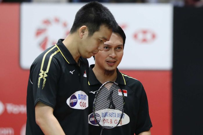 Pasangan ganda putra Indonesia, Mohammad Ahsan/Hendra Setiawan, pada babak pertama Indonesia Masters