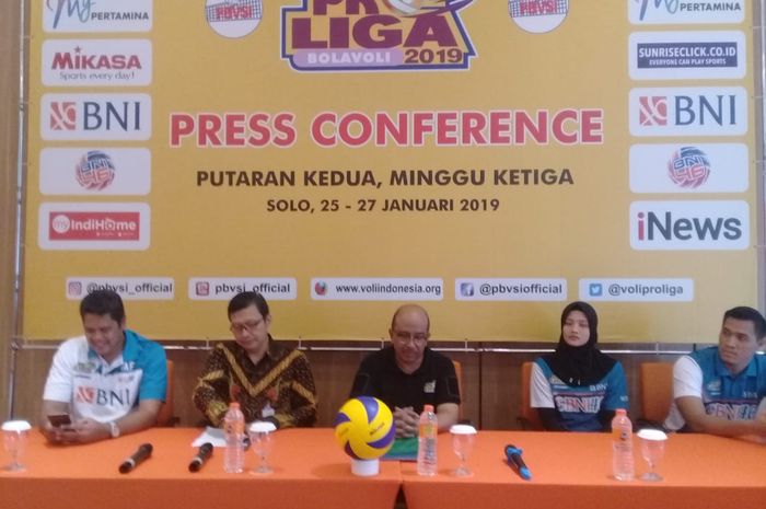 Sesi jumpa pers Proliga 2019 di Harris Hotel, Kamis (24/1/2019).