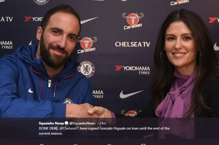 Gonzalo Higuain resmi ke Chelsea sebagai pinjaman dari Juventus, 23 Januari 2019.