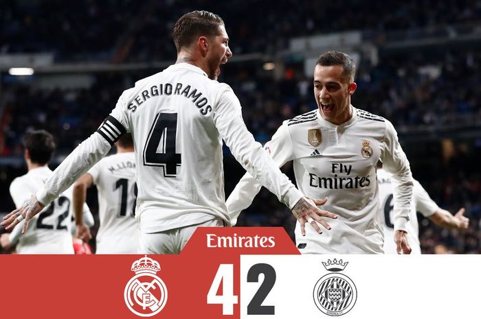 Real Madrid menaklukkan Girona dalam partai leg 1 perempat final Copa del Rey di Santiago Bernabeu, 