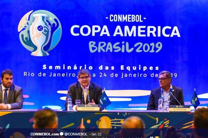 Federasi Sepak Bola Amerika Selatan, CONMEBOL, melakukan undian Copa America 2019 pada Kamis (24/1/2019) di Kota Rio de Janeiro, Brasil.