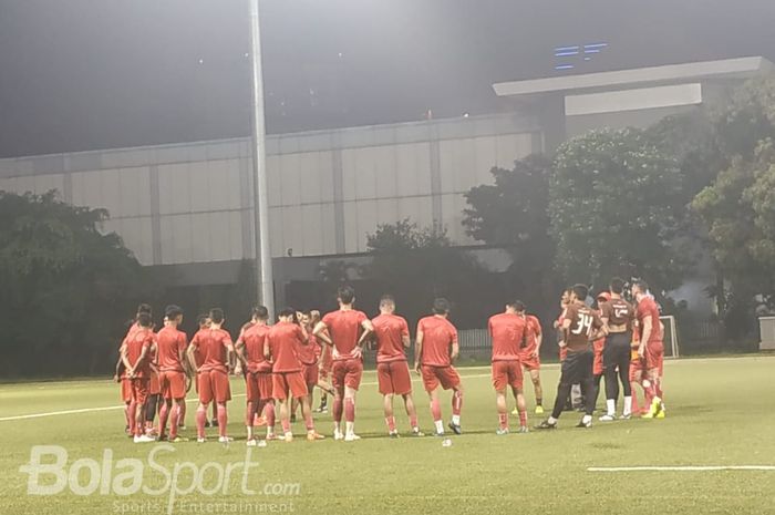 Skuat Persija Jakarta di Lapangan Rugby, Senayan, Jakarta, Senin (28/1/2019).