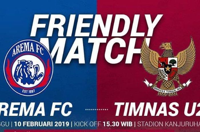 Live streaming timnas U-22 Indonesia vs Arema FC disajikan langsung pada laga uji coba di Stadion Kanjuruhan, Kabupaten Malang, Minggu (10/2/2019).