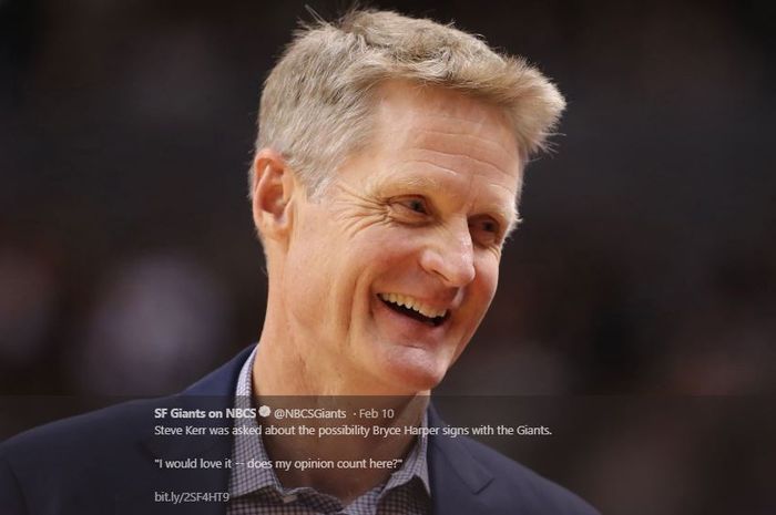 Pelatih Golden State Warriors, Steve Kerr.