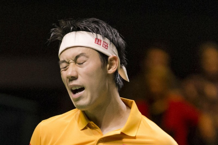 Kei Nishikori saat kalah dari Stan Wawrinka di semi final Rotterdam Open 2019 (16/2/2019).