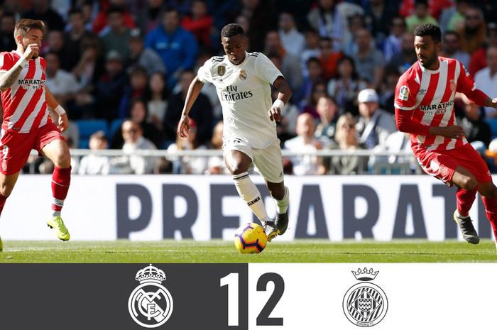 Real Madrid kalah di Liga Spanyol melawan Girona di Stadion Santiago Bernabeu, Minggu (17/2/2019).