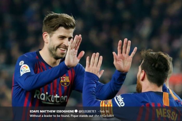 Bek senior Barcelona, Gerard Pique, sedang dalam kondisi terbaik  dengan kehebatannya baik di pertahanan dan di kotak lawan.