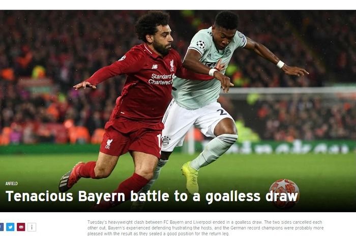 Aksi laga Liverpool Vs Bayern.