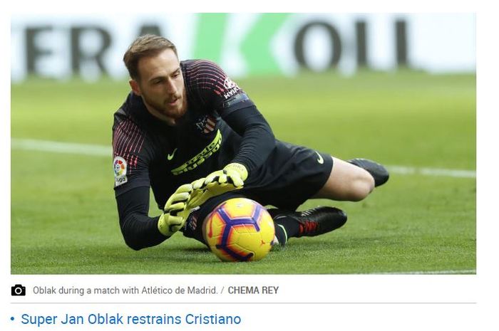 Penjaga gawang Atletico Madrid, Jan Oblak.