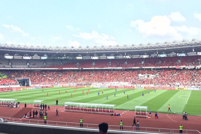 Suasana Laga Perdana Babak Penyisihan Grup G Piala AFC 2019 antara Persija Jakarta Vs Becamex Binh Duong di Stadion Gelora Bung Karno, Jakarta pada Selasa (26/2/2019).