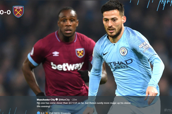 Laga Manchester City vs West Ham pada pekan ke-28 Liga Inggris, Rabu (27/2/2019), masih imbang 0-0 pada babak pertama.