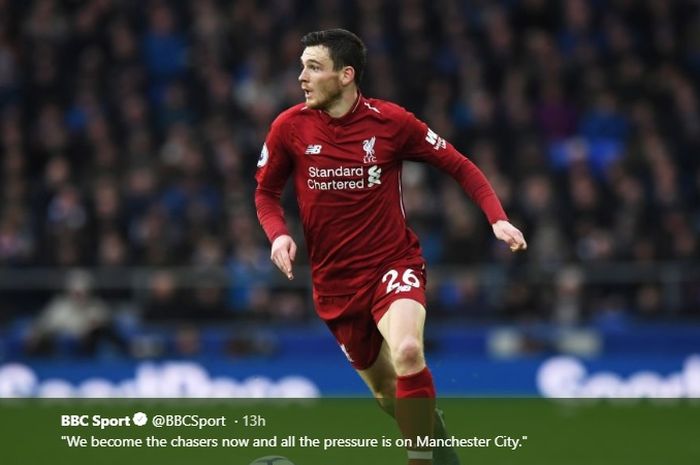 Bek kiri Liverpool, Andy Robertson, terpeleset seperti Steven Gerrard saat melawan Chelsea di Liga Inggris