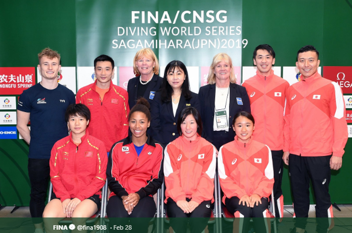 Sesi Konferensi Pers FINA Wolrd Diving Series 2019, di Sagamihara, Jepang (28/2/2019).